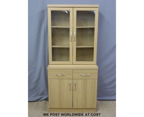 Light oak display cabinet (H178cm x W80cm x D40cm)