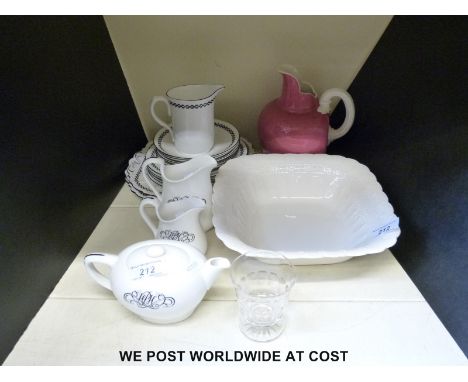 Shelley part tea set, a monogrammed Doulton tea for one, Spode bowl and a Royal Worcester flat-back jug etc