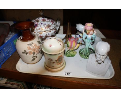 Tray of mixed ceramic items including Crown Devon