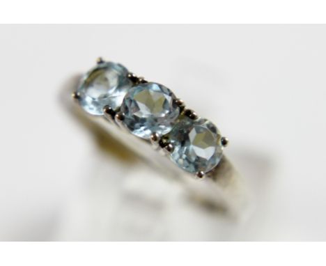 Silver aquamarine ring, size Q