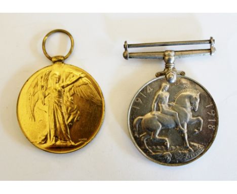 British War medal and Victory to 6673, Pte A Edwards, W. Yorks R. in box of issue