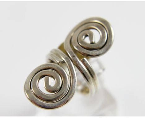 Silver designer ring, size L 
