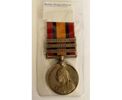QSA Queens South Africa medal to 3967 Pte. Wadkin, S. Lancs Reg, with R of L, Trans and Laings bars