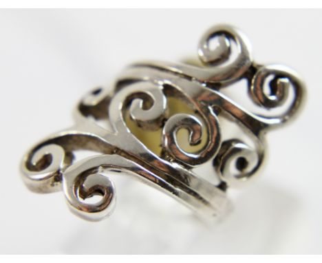 Silver designer ring, size L 
