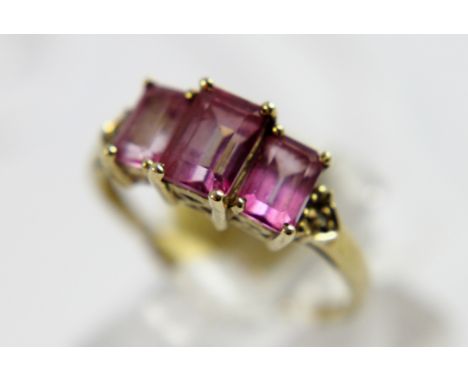 9ct gold, pink sapphire ring, size Q