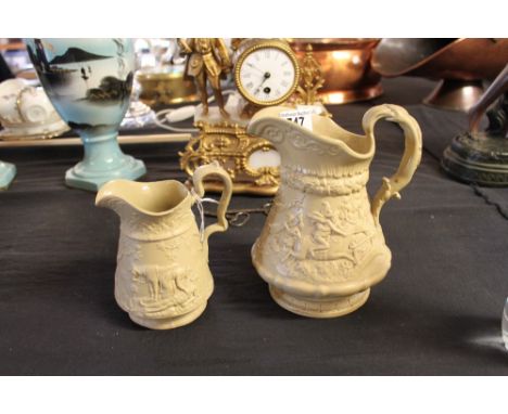 Pair of graduated W.Ridgeway ceramic jugs
