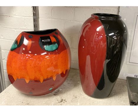 2 POOLE VASES 33CMS (H) &amp; 26CMS (H) APPROX