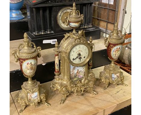 MANTLE CLOCK &amp; GARNITURE NEO CLASSICAL