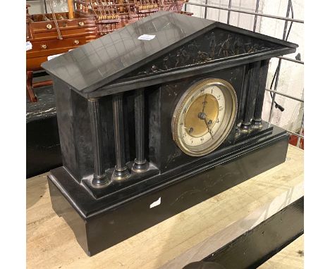 CORINTHIAN COLUMN SLATE MANTLE CLOCK - 28.5 CMS (H) APPROX