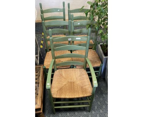 5 PAINTED LADDER BACK CHAIRS