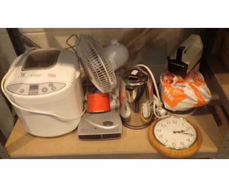 Russell Hobbs breadmaker, Kenwood Chefette, electrical kettle, fan, alarm clock radio etc