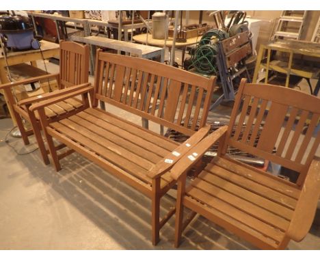 Garden bench and two garden chairs