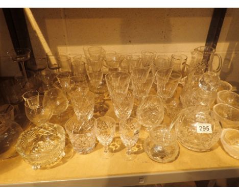 Shelf of mixed glassware including crystal