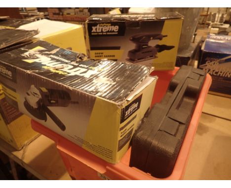 Challenge Xtreme 200W sheet sander and 750W angle grinder and an argos drill