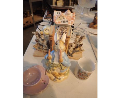 Selection of childrens ceramics including lamp and money box