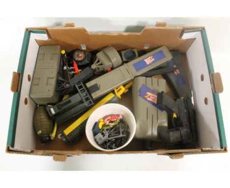 A BOX OF VINTAGE 1980'S / 1990'S SECRET ARMY SUPPLIES, vehicles, figures and accessories