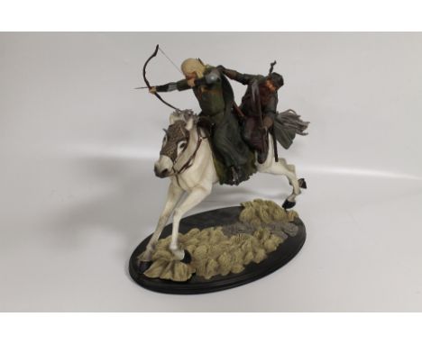 A BOXED SIDESHOW WETA COLLECTIBLES LORD OF THE RINGS, THE TWO TOWERS "LEGOLAS AND GIMELI ON AROD" POLYSTONE STATUE