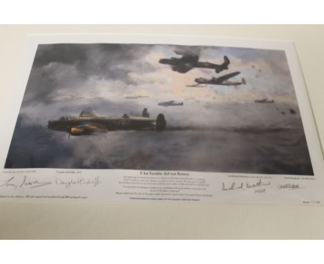 A MOUNTED LIMITED EDITION DAVID SHEPHERD PRINT 25/100 'F FOR FREDDY DID NOT RETURN', signed by Tony Iveson, Douglas Radcliffe