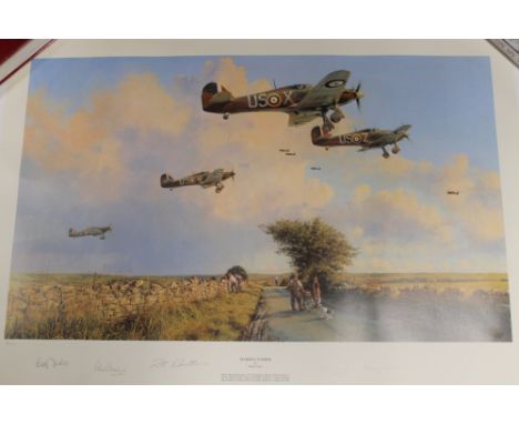 AN UNFRAMED LIMITED EDITION PRINT BY ROBERT TAYLOR 'GLORIOUS SUMMER' ACES EDITION SIGNED BY PETER BROTHERS, DENNIS DAVID, 'BU