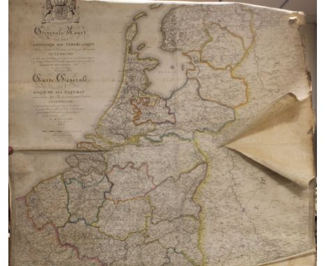 A LARGE WALL MAP OF THE NETHERLANDS AND LUXEMBOURG, E. Maaskamp 1816, engraved map with hand colouring in six sections, linen