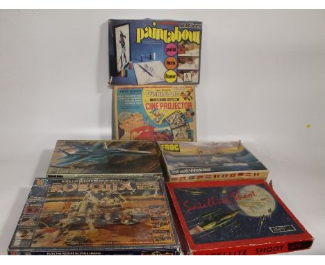 A BOXED CHAD VALLEY WALT DISNEY EASY-SHOW CINE PROJECTOR WITH FILMS, together with boxed Humbrol paintabout (soldiers), a box