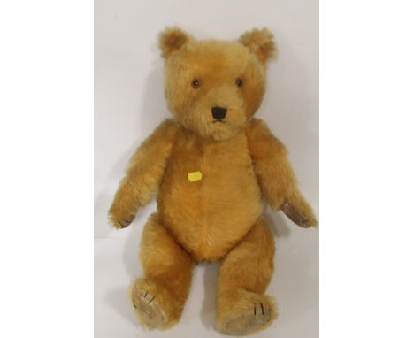 A C1960'S FULLY JOINTED MOHAIR TEDDY BEAR, with plastic eyes, height 24 inches,(possibly Chiltern)