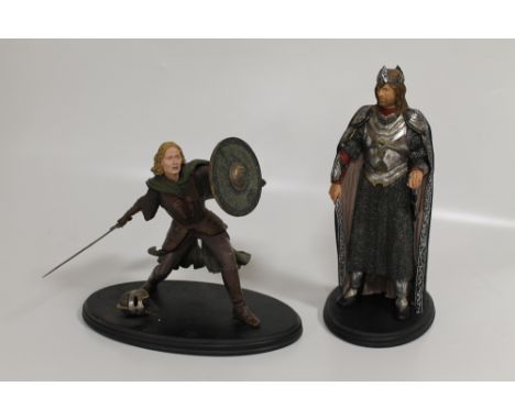 TWO BOXED SLIDESHOW WETA COLLECTIBLES LORD OF THE RINGS, RETURN OF THE KING POLYSTONE STATUES "EOWYN SHIELD MAIDEN" AND "KING