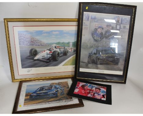 A FRAMED AND GLAZED LIMITED EDITION PRINT BY TONY SMITH TITLED 'RED 5 DOUBLE WORLD CHAMPION' WITH NIGEL MANSELL SIGNATURE, #1