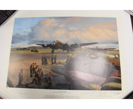 AN UNFRAMED LIMITED EDITION ROBERT TAYLOR PRINT 'BAND OF BROTHERS' AIRCREW EDITION. Signed by Michael Beetham, Tony Iveson, H