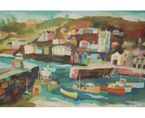 Richard Tuff (b.1965) - 'Boats in the Harbour', lithograph, signed and titled in pencil, numbered 11/165, framed, 51cm x 68cm