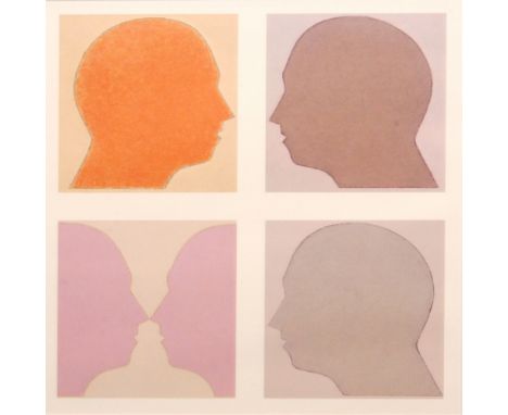 Beate Selzer (contemporary) - 'Kopfe', lithograph, limited edition, signed in pencil and indistinctly numbered, framed, 32cm 