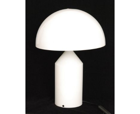 Vico Magistretti - Oluce - An original large Atollo lamp in white powder coated metal with a cylindrical base rising to a con