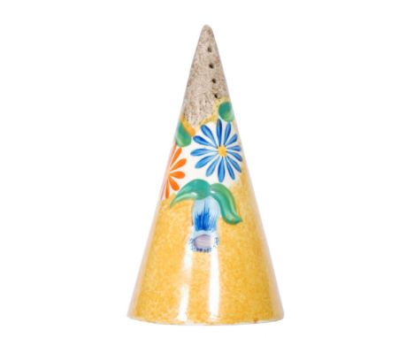 Clarice Cliff - Canterbury Bells - A Conical sugar sifter circa 1934 hand painted with a band of stylised flowers and foliage