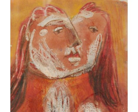 Bernard Meadows (1915-2005) - 'Portrait', mixed media, wax crayon, wash and pencil, signed with monogram and dated '39, frame
