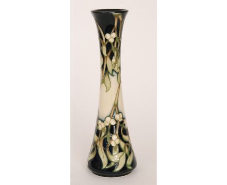 Rachel Bishop - Moorcroft Pottery - A vase of elongated form, decorated in the Golden Bough  pattern, decorated with bundles 