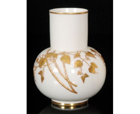 Royal Worcester - A late 19th Century Japonisme vase of globe and shaft form decorated with bamboo and knot weed in gold with