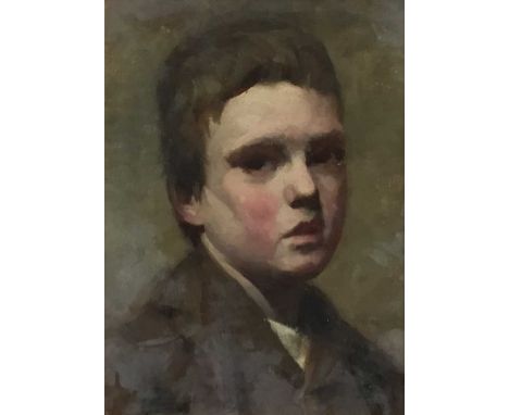 English school, early 20th century, oil portrait of a young man, apparently unsigned 36 x 25cm, glazed frame