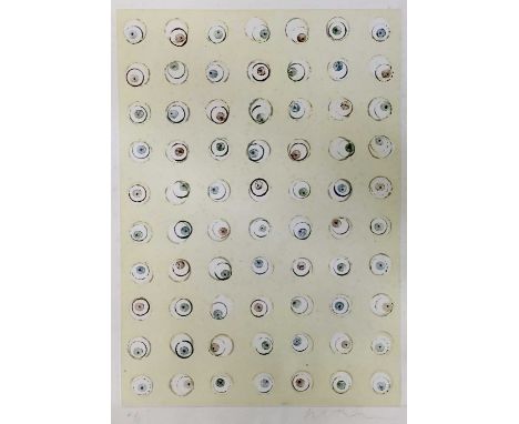 20th century silk screen print, Artist Proof of 6. Abstract eyes. Signed lower right and “AP/6” lower left in pencil. 76x57cm