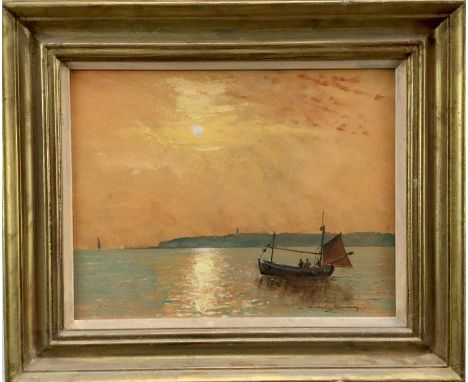 Anthony Flemming (b. 1936) oil on board, 'Evening Light', 26 x 33cm, framedGood original condition, frame has some small area