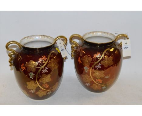 A pair of Carltonware Rouge Royal vases, 24cms high.