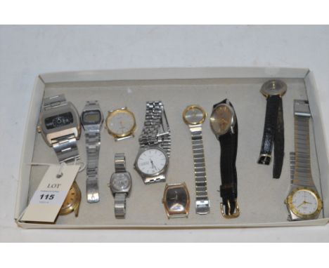 Four wrist watches marked Omega; five marked Bulova; and two marked Buler.