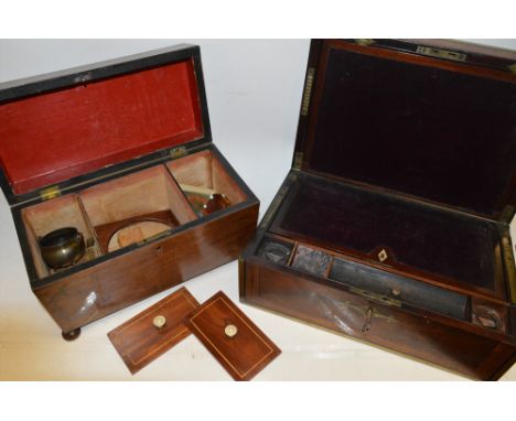 An early 19th Century inlaid and brass bound mahogany writing slope with fitted interior by Hicks 26 Wigmore St Cavendish Squ