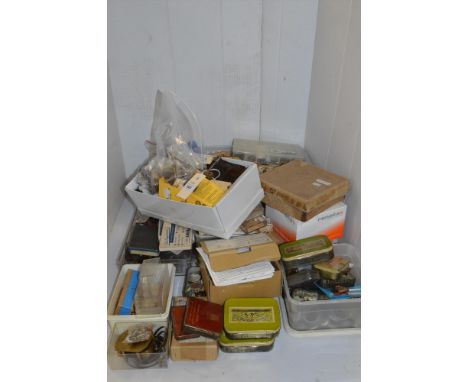 A large collection of watchmaker's tools and watch parts, to include: gears; movements; hands; tools; cases; glass; kinetic e
