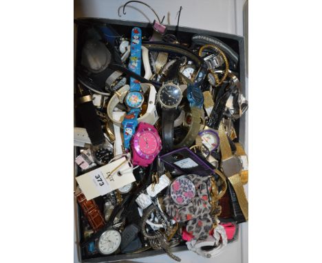 A box of assorted wrist watches, makers to include: Timex; Accurist; Sekonda; Imagio; Rostini; Relax; Citron.