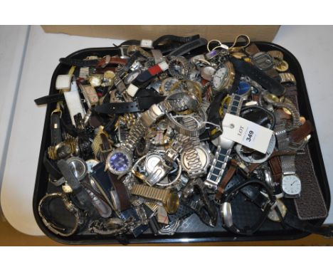 A tray of assorted wrist watches, makers to include: Alibi; Sekonda; Ferrari; Timex; Lorus; Fossil; and Ingersoll.