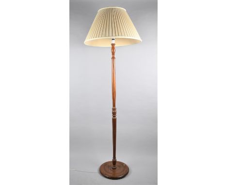 A Mid 20th Century Turned Wooden Standard Lamp and Shade 