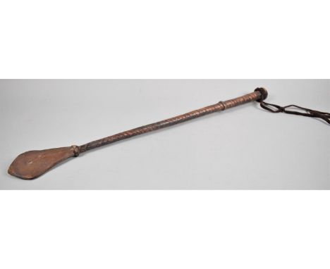 A Vintage Plaited Leather Riding Whip, 59cms Long 