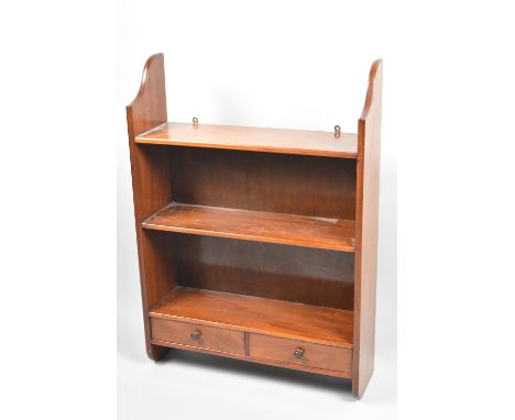 An Edwardian Mahogany Wall Hanging Shelf Unit with Two base Drawers, 53cm wide 