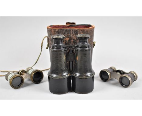 Two Pairs of Opera Glasses and a Pair of Vintage Leather Cased French Binoculars 