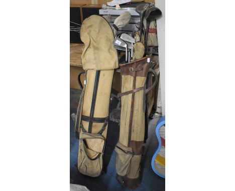 Two Set of Vintage Golf Clubs in Canvas Bags 